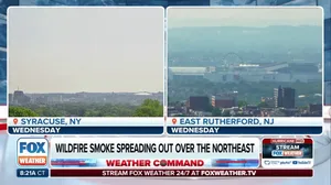 Wildfire smoke spreading out over Northeast