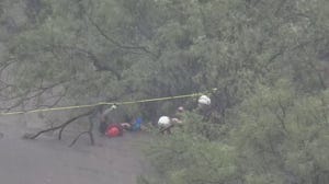 Drone video shows 5 rescued from rushing floodwater in Texas