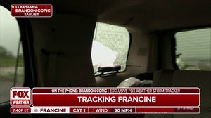 Truck window busted after wind from Hurricane Francine sends tree flying