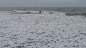 Waves crash along Wrightsville Beach, North Carolina