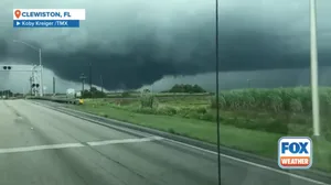 Dangerous tornado from outer bands of Hurricane Milton seen in Clewiston, Florida