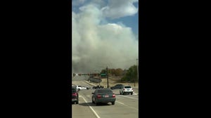 Driver captures thick smoke rising from wildfire in Edmond, Oklahoma