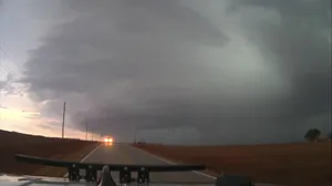 Watch: Lightning flashes during severe weather in Kansas