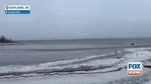 Thin ice on Lake Superior in Wisconsin