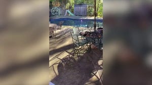 California pool shakes from major earthquake