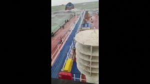 Two Russian oil tankers heavily damaged by storm, spill oil into Kerch Strait