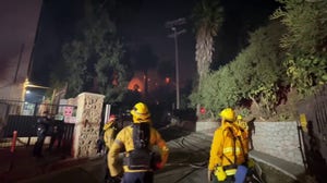 Hollywood Hills wildfire burns out of control