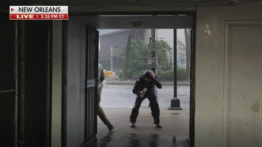 FOX Weather multimedia journalist blown by wind during Hurricane Ida