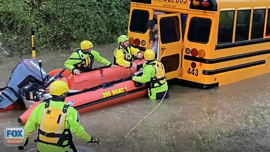 Dozens rescued from trapped school bus as flood waters rise near Pittsburgh