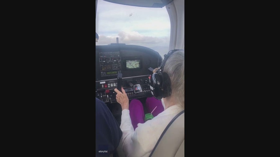 84-year-old ex-pilot flies over fall foliage
