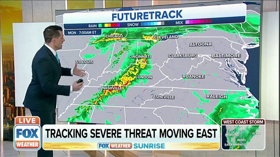 Tracking the severe weather threat moving east on Monday