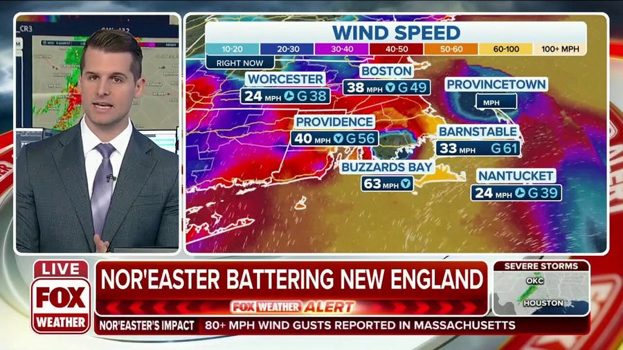 Nor'easter battering New England area with strong winds