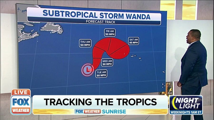Subtropical Storm Wanda still spinning in the Atlantic