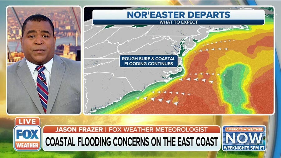Coastal flooding still a concern as nor'easter departs