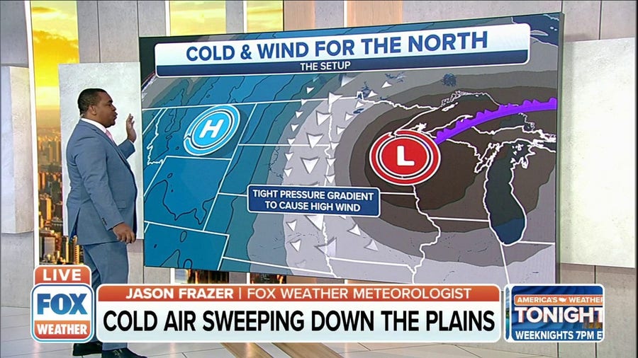 Cold air is sweeping down the Northern Plains