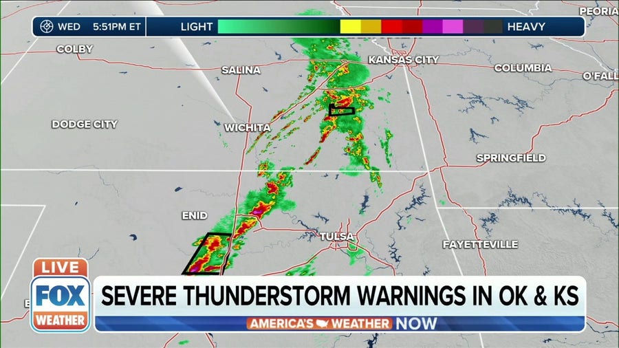 Oklahoma, Kansas under severe thunderstorm warnings 