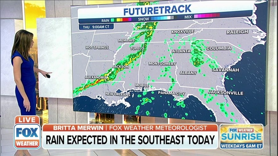 Rain expected in the Southeast as storm system shifts east
