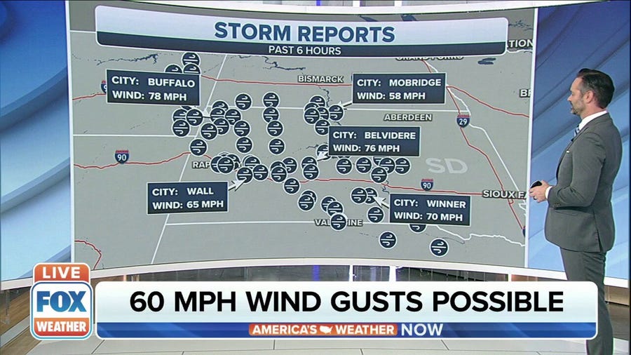 Northern Plains see wind gusts over 60 MPH 