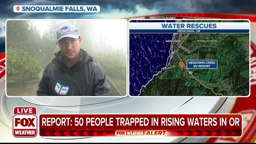 50 people reportedly trapped in rising waters in Oregon RV park