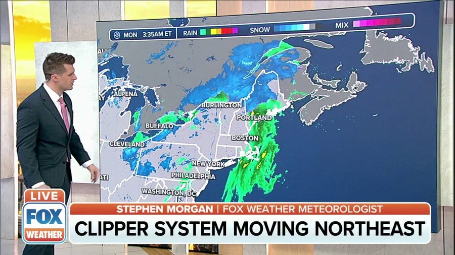 Alberta Clipper system moving into the northeast