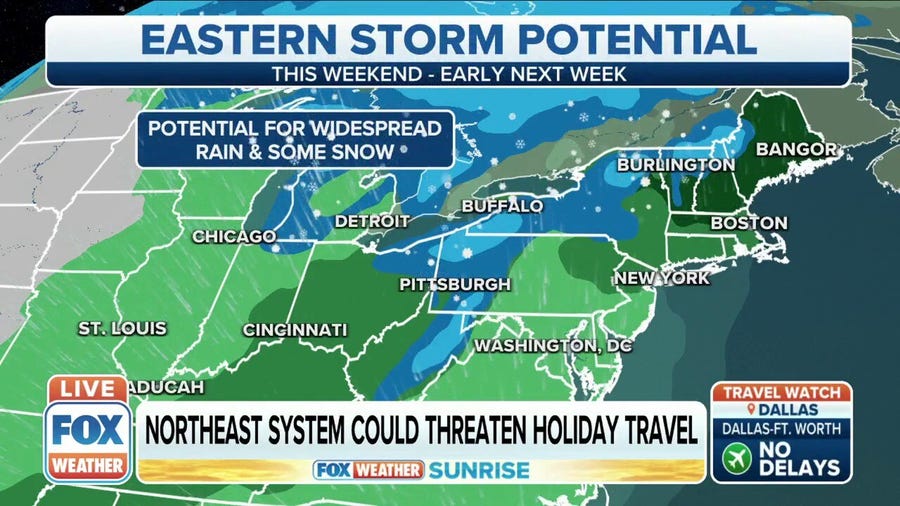 Northeast system could threaten holiday travel 