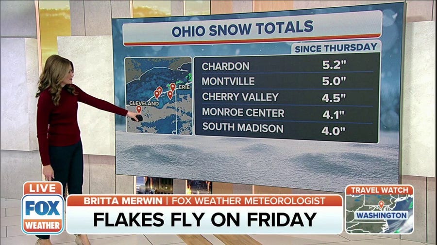 Areas in Ohio get 4+ inches of snow since Thursday