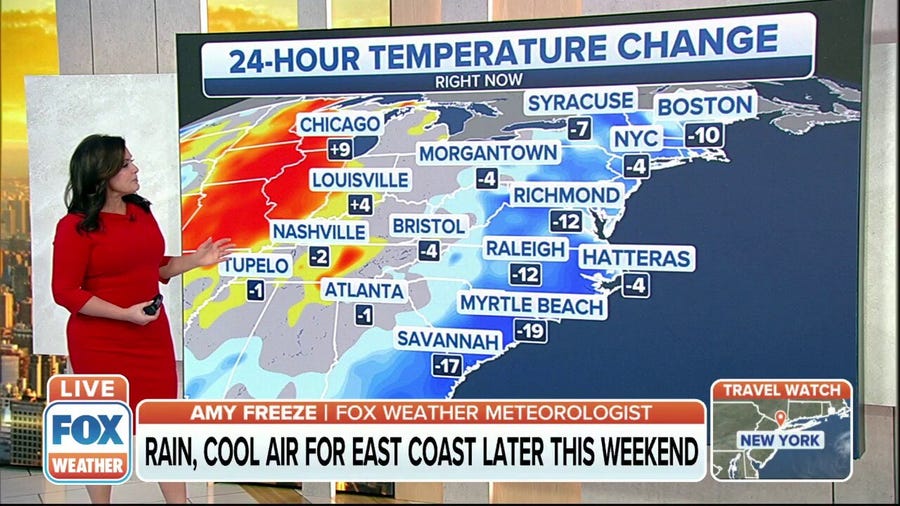 Rain, cool air for East Coast later this weekend