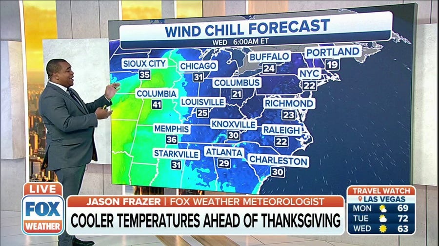 Eastern half of U.S. to see cooler temperatures ahead of Thanksgiving