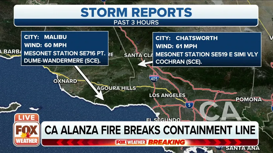 Alanza fire in California jumps containment line 