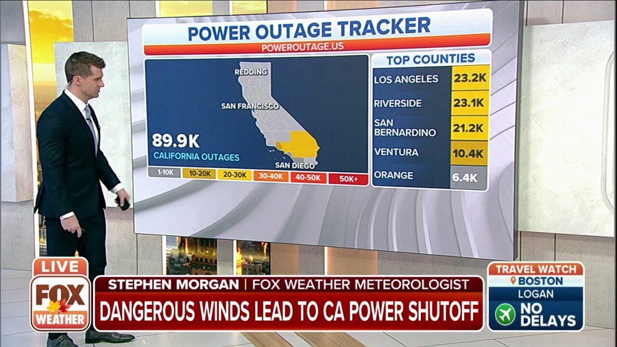 Power shut off to thousands in California because of strong winds, fire danger 