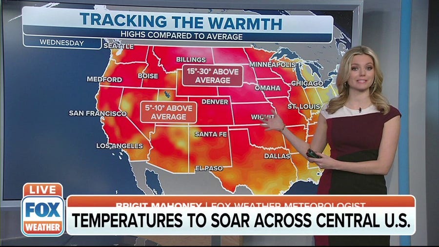 Warm across the western half of the U.S.