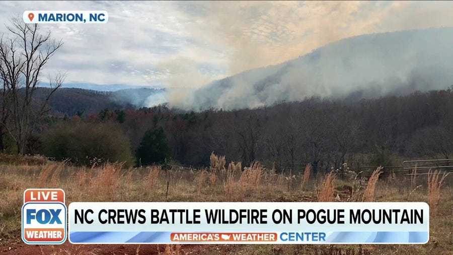 Crews battle second wildfire in NC on Pogue Mountain