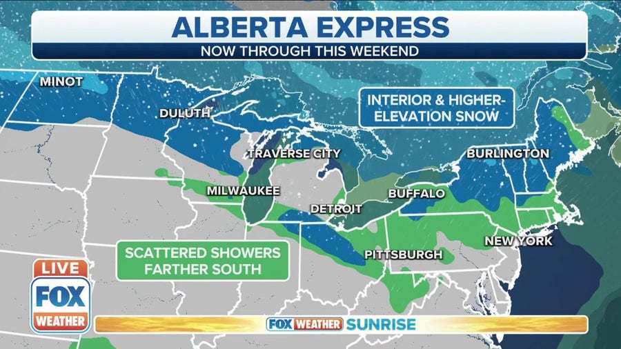 Third Alberta Clipper of the week impacts Northeast on Thursday