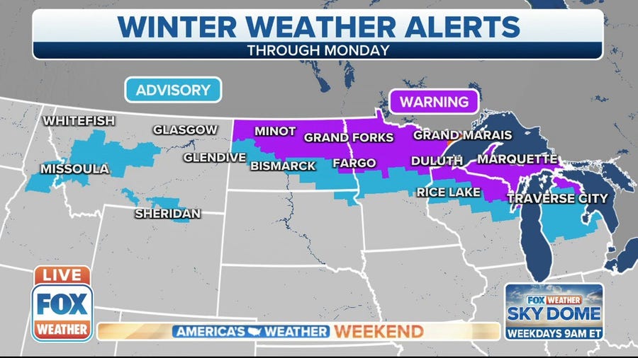 Winter storm warnings in effect for Northern Plains, Upper Midwest 