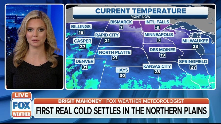 North Dakota, Minnesota down to single digit temperatures 