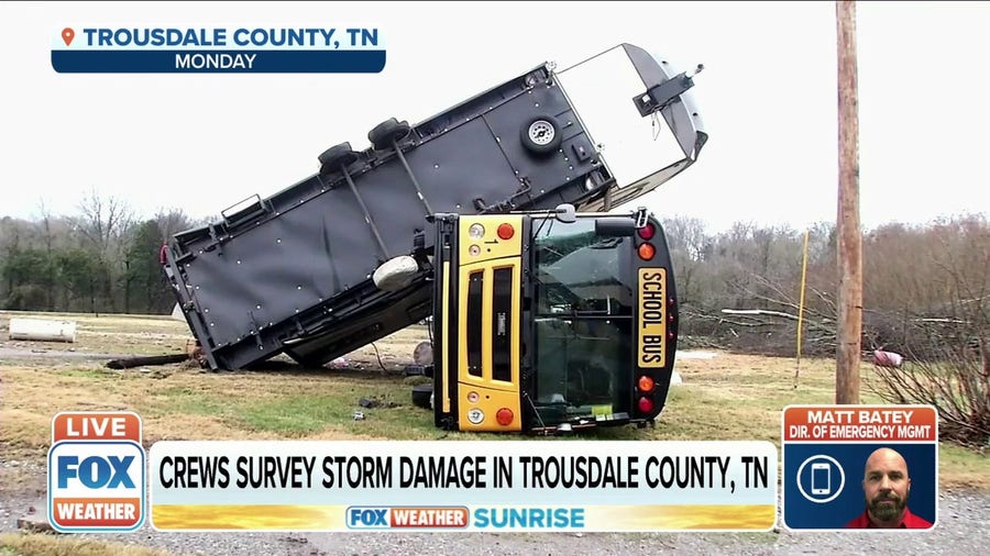 Crews survey storm damage in Trousdale County, TN