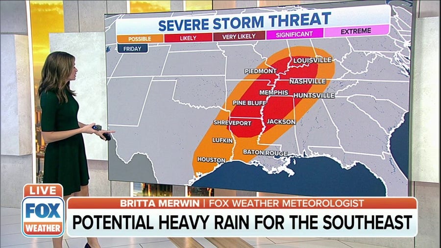 Severe storms threaten the MS, TN and OH valleys on Friday 