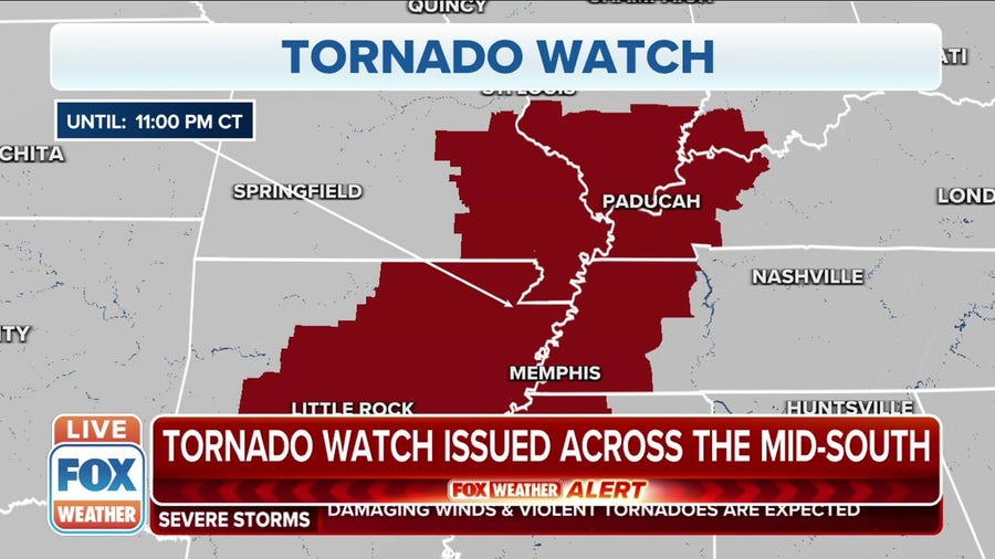 Tornado watch now in effect for the mid-South  