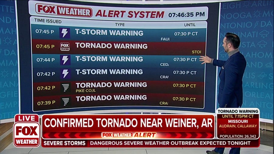 Tornado confirmed near Weiner, Arkansas