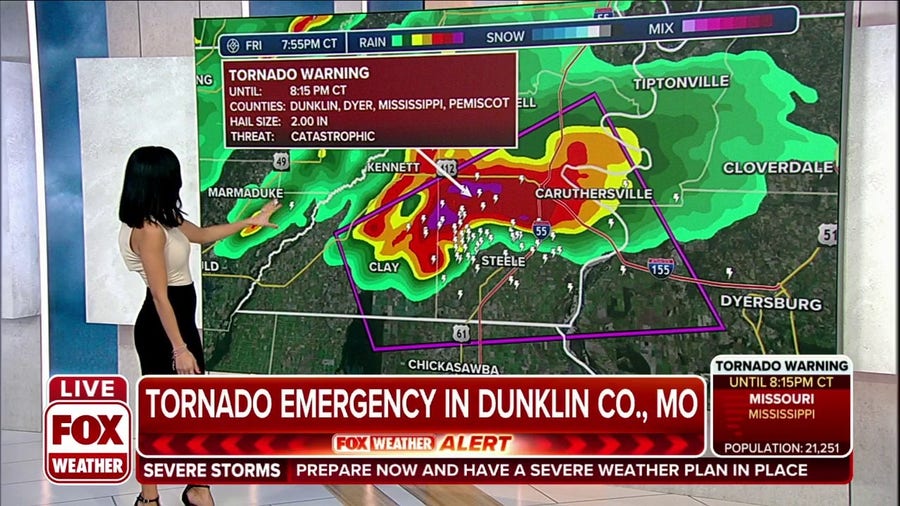 Tornado Emergency declared in Dunklin County, Missouri 