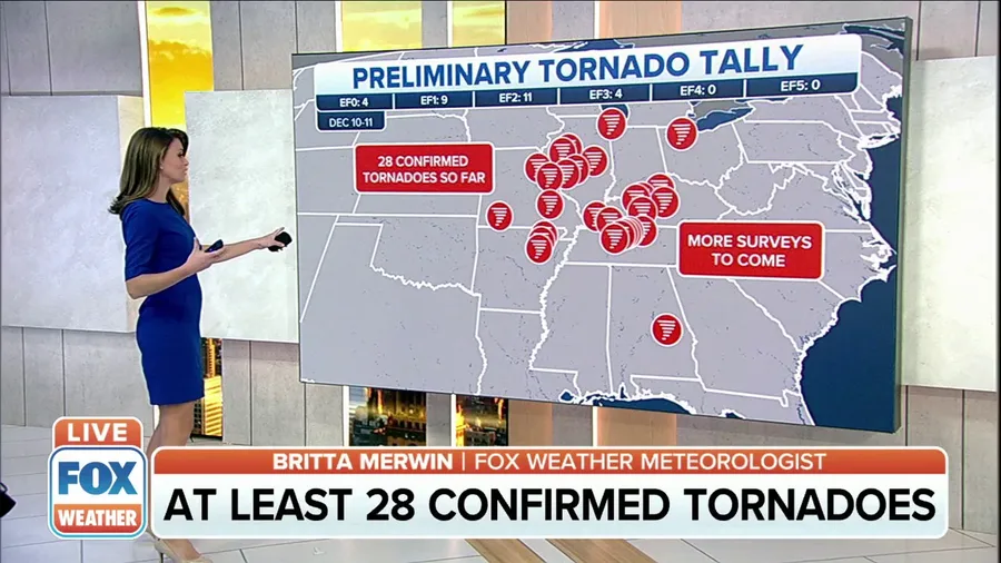 At least 28 tornadoes confirmed so far from Friday's storm