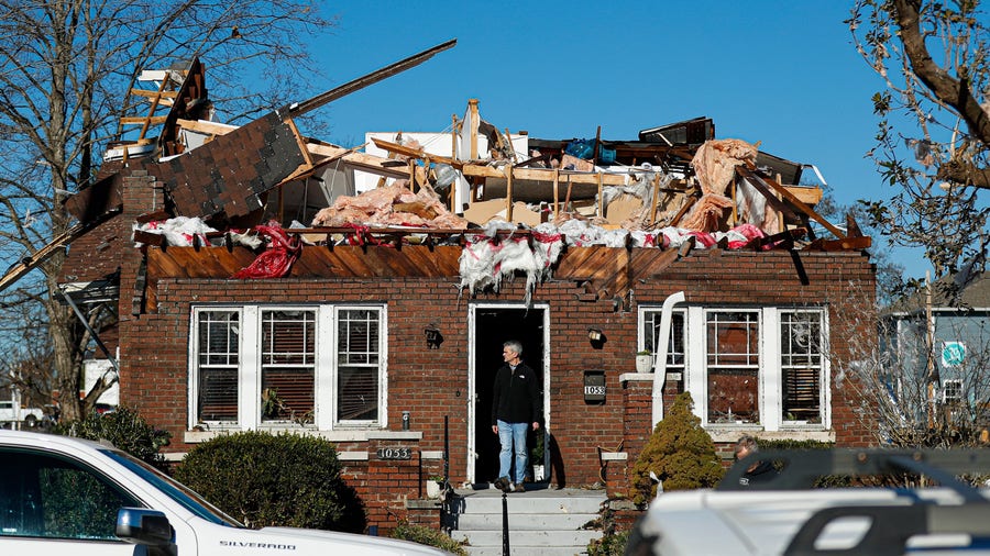 The aftermath of a tornado in Bowling Green, KY