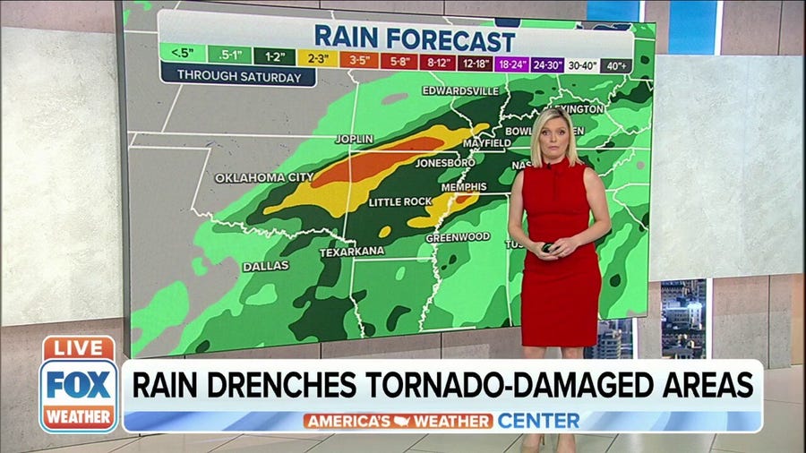 Rain drenches tornado-damaged areas