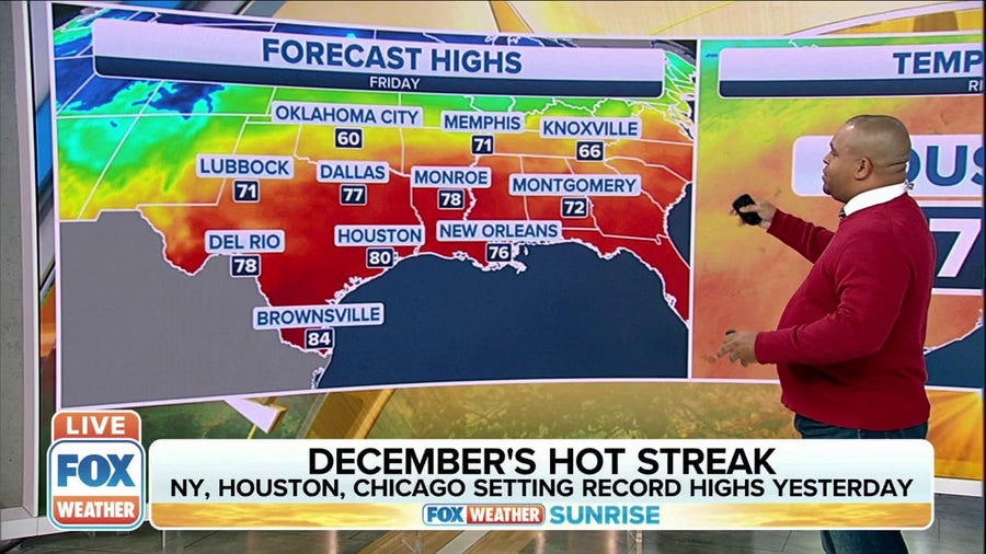 Record warmth spreads into mid-Atlantic, South on Friday