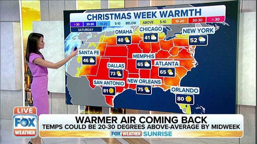 Christmas week will see above average temperatures across much of U.S.