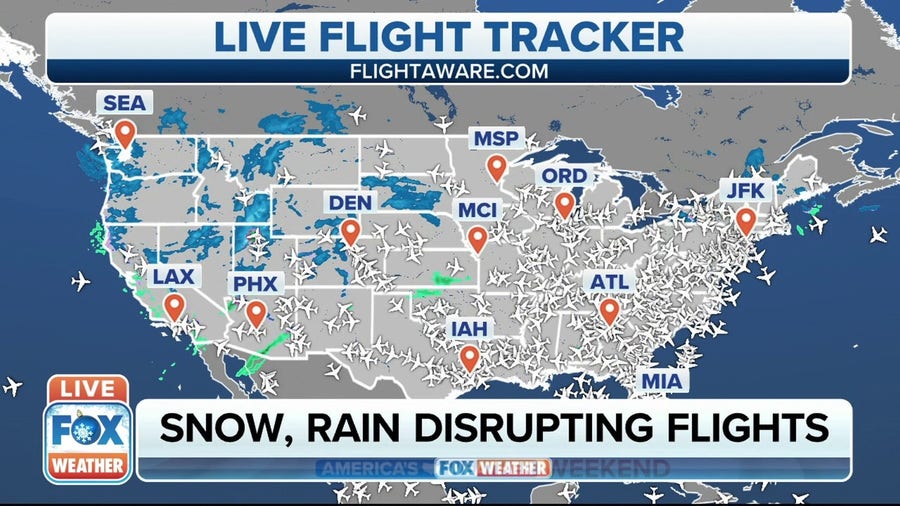 Snow, rain disrupting flights