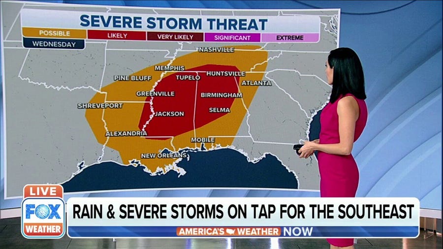 Severe storm threat for Southeast US Wednesday