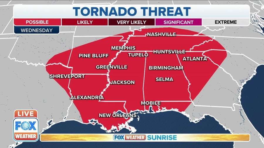 Severe weather possible across the Southeast on Wednesday 