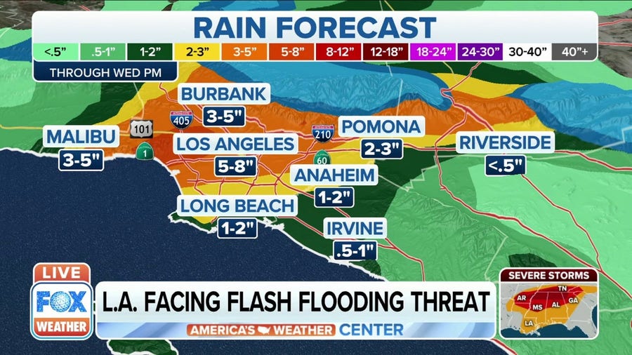 Los Angeles expected to receive more than 5 inches of rain Wednesday
