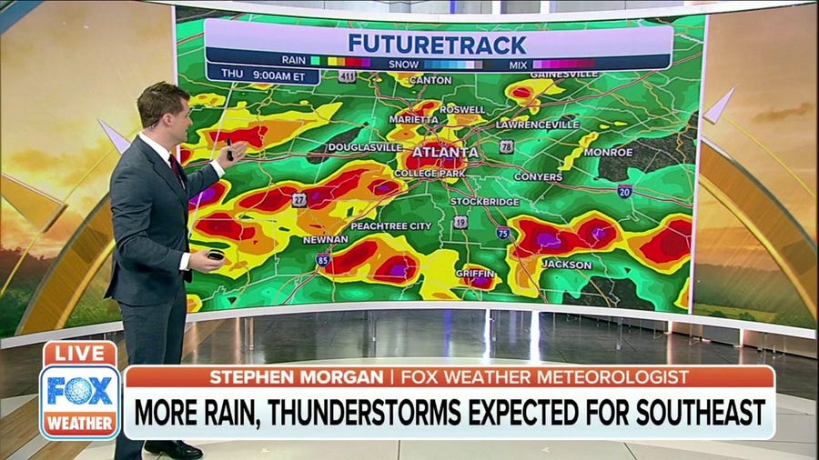 More rain, thunderstorms expected for Southeast